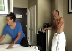 Slutty room service maid fucked